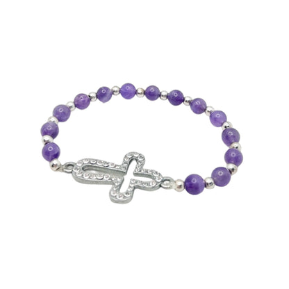 Amethyst Rhinestone Cross Bracelet