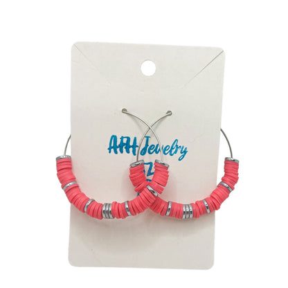 Hot Pink or Powder Blue Beaded Hoops