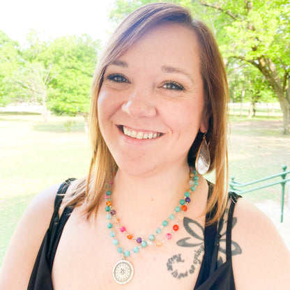 Teal Blossom Necklace with Flower Pendant