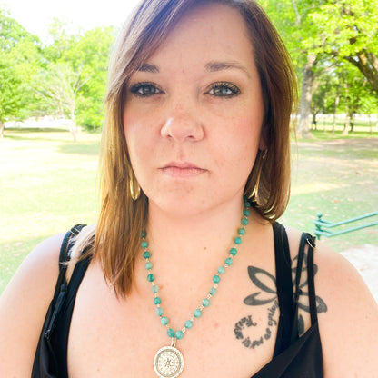 Teal Blossom Necklace with Flower Pendant