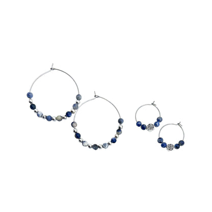 Sodalite Rosette Hoop Earrings