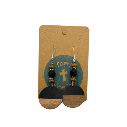 Black Lava Stone Drop Earrings