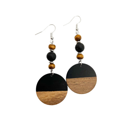 Black Lava Stone Drop Earrings